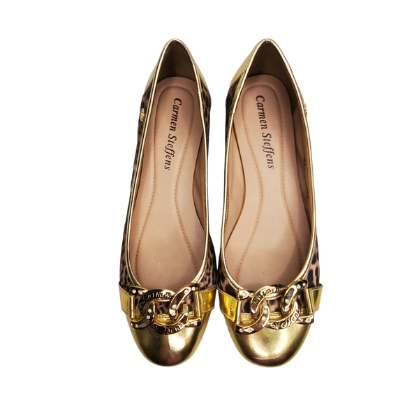 CARMEN STEFFENS Leopard Animal Print Rhinestone Ballet Flats EU 41 US 10 / 10.5 - Picture 9 of 13